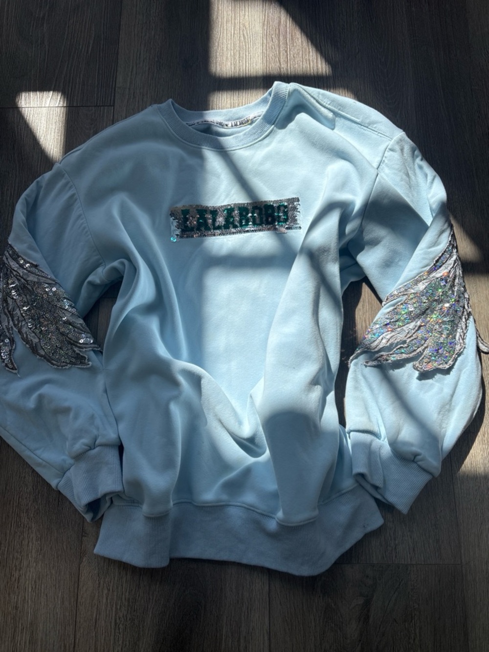 Light Blue Sequin Accent Women's Sweatshirt Jacket